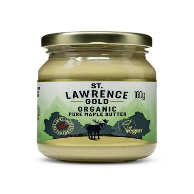 St Lawrence Gold Organic Maple Butter 160g 100% Pure Canadian Vegan Dairy-Free Spread Made from Maple Syrup, Smooth Creamy Breakfast Spread for Toast, Pancakes & Baking
