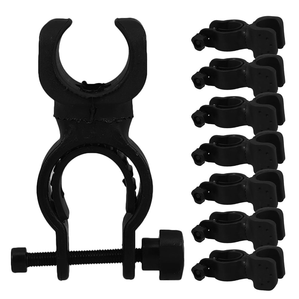 Ciieeo 8pcs Walking Stick Clip Cane Accessory for Walker Power Chair Cane Holder with Secure Grip Design Easy Installation Black Plastic for Older Adults Mobility Scooter and Crutches