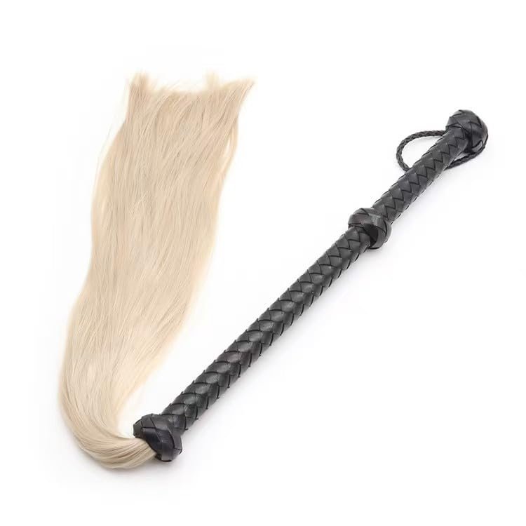 HHAura Leather Flogger Whip with Extra Long Handle, Premium BDSM Flogger, Comfortable Grip, Sensory Play Tool, Adjustable Control for Beginners and Experienced Users