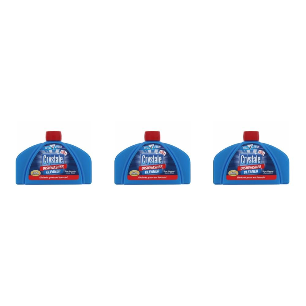 Crystale Total Action Dishwasher Cleaner Liquid, Eliminates Grease and Limescale, 250ml - Pack of 3