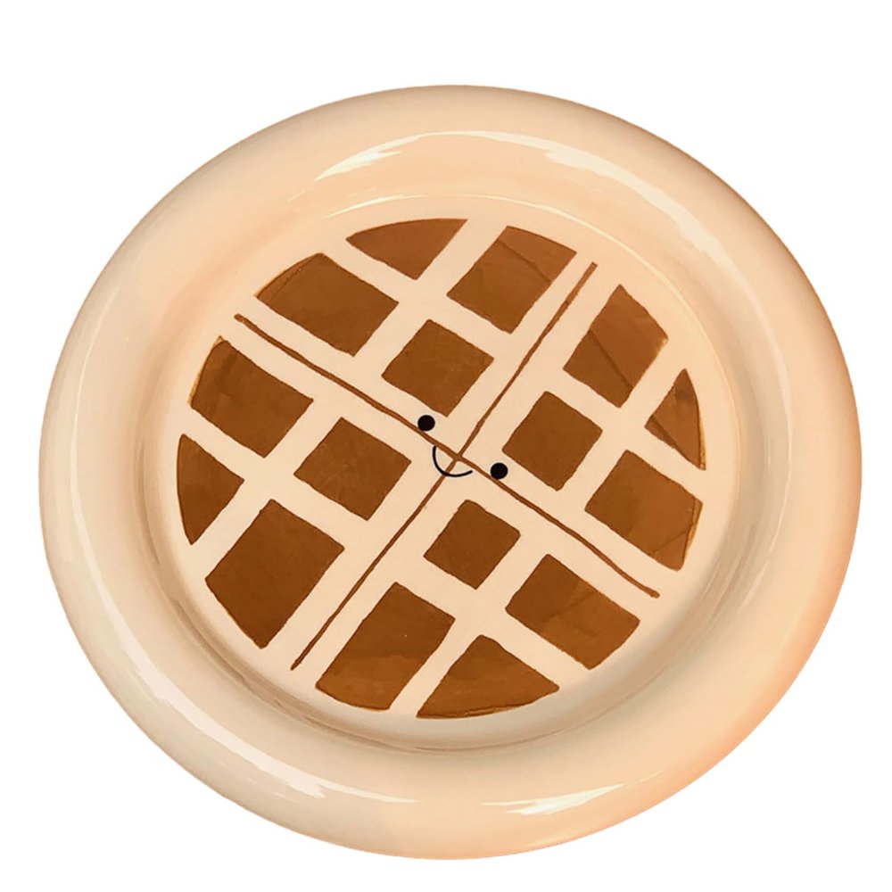 Ceramic underglaze color hand-painted waffle plates are exquisite and practical for home use-waffles