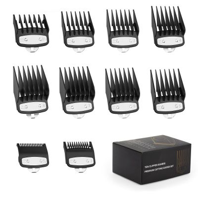 Clipper Guards for Wahl Clipper with Metal Clip, Cutting Guides Accessories from 1/16to 1, Fits Most Full Size Wahl Clippers Trimmer (10PCS, 1.5mm to 25mm, Black)