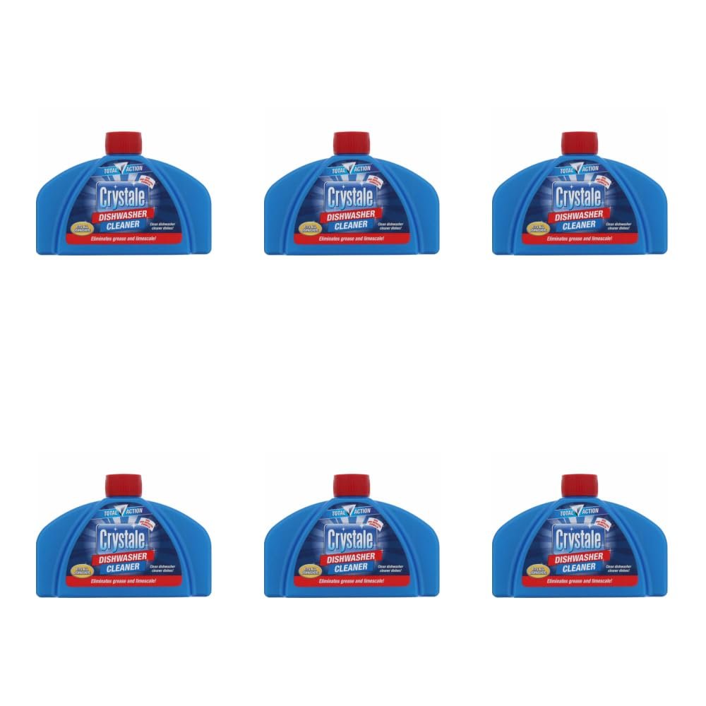 Crystale Total Action Dishwasher Cleaner Liquid, Eliminates Grease and Limescale, 250ml - Pack of 6