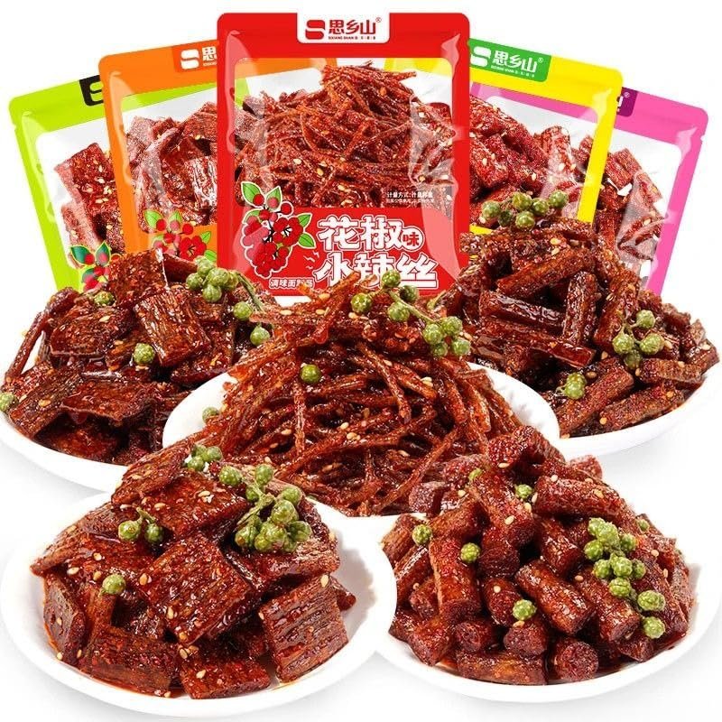 5 Flavors Mixed Spicy Mala Latiao,Big Gluten,Instant Slices Shreds,Snack Food,Delicious Chinese Snacks Gifts,Handmade Mala Latiao,Hot Chewy Gluten Snacks (18bags)