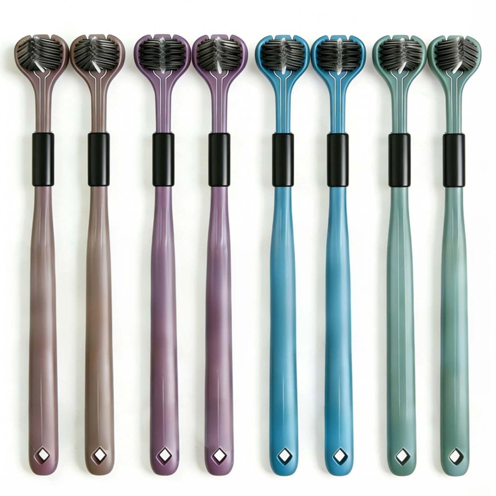 8-PCS Deep Clean 3-Sided Toothbrush Set, Soft Bristles for Sensitive Teeth, Gentle Dental Care for Kids & Adults, Ergonomic Handle, Travel-Friendly