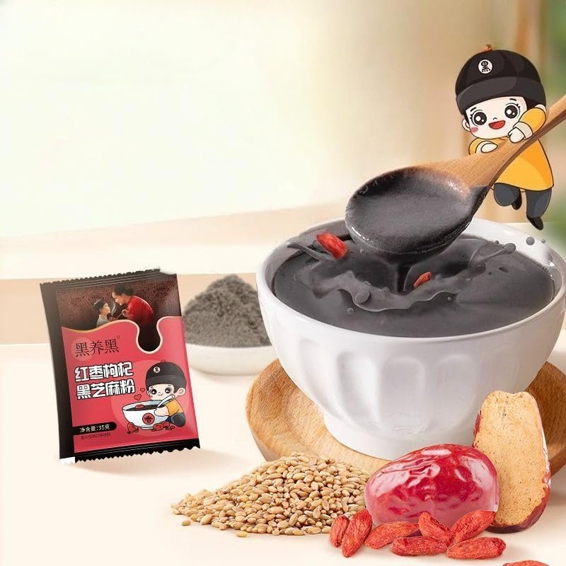 Red Dates Corn Black Sesame Powder (35g/bag) Healthy Nutritious Breakfast Porridge,Convenient Instant Meal Replacement Porridge,Snack Food,Delicious Chinese Snack Gift,Dessert (20bags)