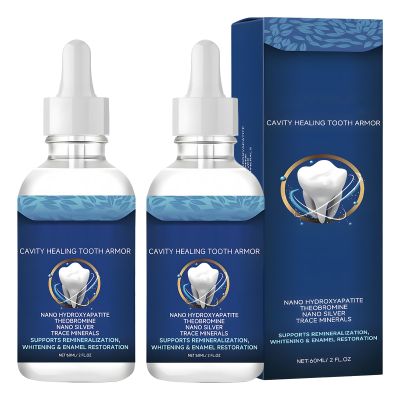 2PCS Dental Cavity Healing Tooth Armor,Cavity Tooth Repair Kit,Dental Care Drops,for Gum Comfort,Helps Strengthen Enamel,Stain Reduction,60ml