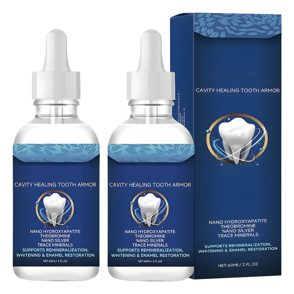 2PCS Dental Cavity Healing Tooth Armor,Cavity Tooth Repair Kit,Dental Care Drops,for Gum Comfort,Helps Strengthen Enamel,Stain Reduction,60ml