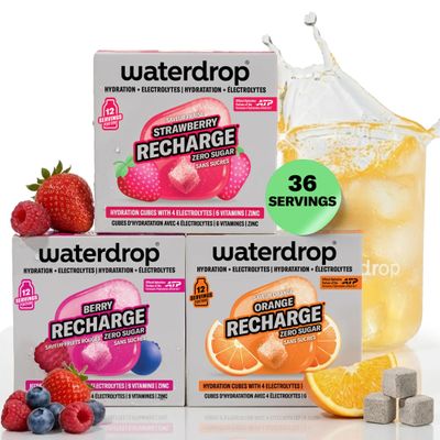 waterdrop Electrolyte Mix Sugar-Free Electrolytes for Fitness & Hydration 36 Drops with Magnesium, Calcium, Chloride Sodium + Zinc Water Flavouring in Orange, Strawberry & Berry