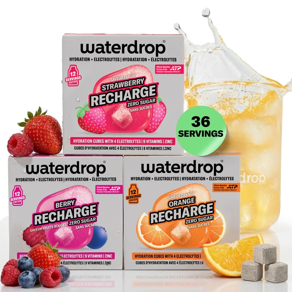 waterdrop Electrolyte Mix Sugar-Free Electrolytes for Fitness & Hydration 36 Drops with Magnesium, Calcium, Chloride Sodium + Zinc Water Flavouring in Orange, Strawberry & Berry