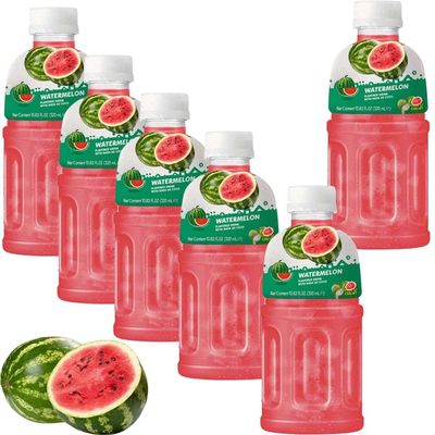 Flavoured Nata De Coco Drink 320ml Refreshing Fruit Juice Drink, Select Your Flavour, Perfect Summer Beverage, Sweet Ready to Drink - mgg (6 x Bottle, Watermelon Flavour Drink)