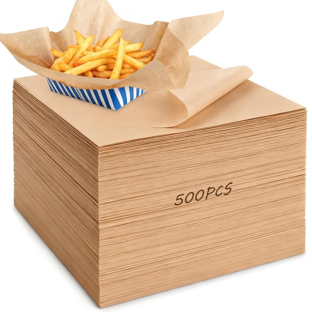 Kronabelle 500 Pcs Deli Wraps 12 X 12 in, Grease Proof Deli Paper Sheets, Disposable Pre-Cut Food Wrapping, Basket Liners for Sandwiches, Fries, Burgers