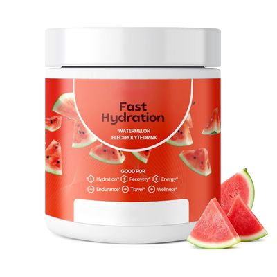Electrolyte hydration drink, watermelon flavor, sugar-free formula, portable can, suitable for daily hydration