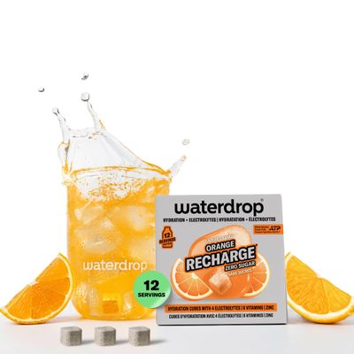 waterdrop Electrolyte Orange Sugar-Free Electrolytes for Fitness & Hydration, 12 Drops with Magnesium, Calcium, Chloride Sodium + Zinc, Water Flavouring Hydration Tablets in Orange Flavour