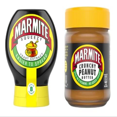 Marmite Squeezy and Crunchy Peanut Butter, Yeast Extract Spread.