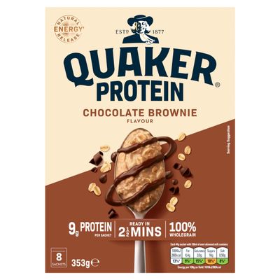 Quaker Oats High Protein Chocolate Brownie Porridge Sachets 8x44g