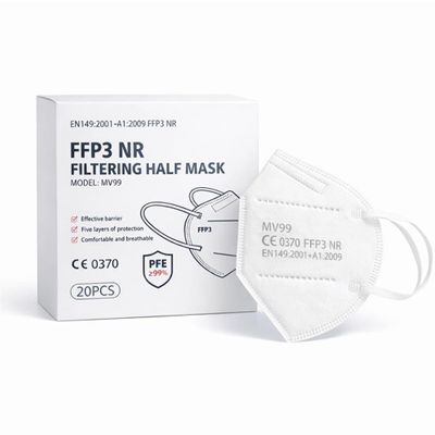 FFP3 Face Masks UK | CE 0370 Certified EN149:2001+A1:2009 | 5-Layer Protection & 99% Filtration | Comfortable Ear Loops, Easily Breathable & Hypoallergenic | White