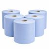 Blue Paper Rolls Pack of 6, 2 Ply Embossed Centrefeed Towels, Absorbent Cleaning Tissue for Kitchen, Workshop, Restaurant, Garage, Washroom & Commercial Wiping view 1