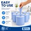 Blue Paper Rolls Pack of 6, 2 Ply Embossed Centrefeed Towels, Absorbent Cleaning Tissue for Kitchen, Workshop, Restaurant, Garage, Washroom & Commercial Wiping view 3