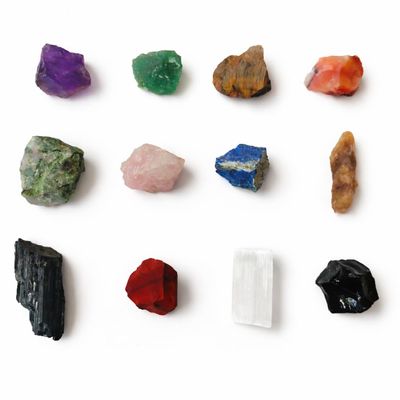 Flexxora Global Raw Crystal Kit 12 Natural Healing Crystals Set | Crystal Starter Collection with Amethyst Tourmaline Citrine | Meditation Energy Stones