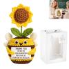 Teacher Gifts, Thank You Gifts for Women, Crochet Sunflower Teacher Gifts, Appreciation Gifts for Colleagues and Staff Members, Bee and Sunflower Set with Storage Bag view 1