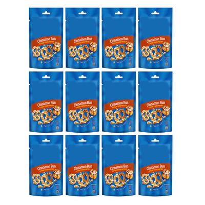 Cinnamon Bun Flavour Coated Pretzel Snacks, Sweet, Salty and Crunchy, Vegetarian, 80g,Pack Of 12