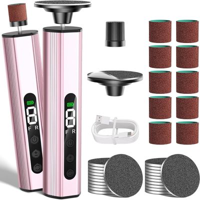 2 in 1 Electric Callus Remover for Professional Manicure and Pedicure - 9 Adjustable Rechargeable Callus Removal Foot with Digital Display for Cracked Heels, Callus Removal, Pink