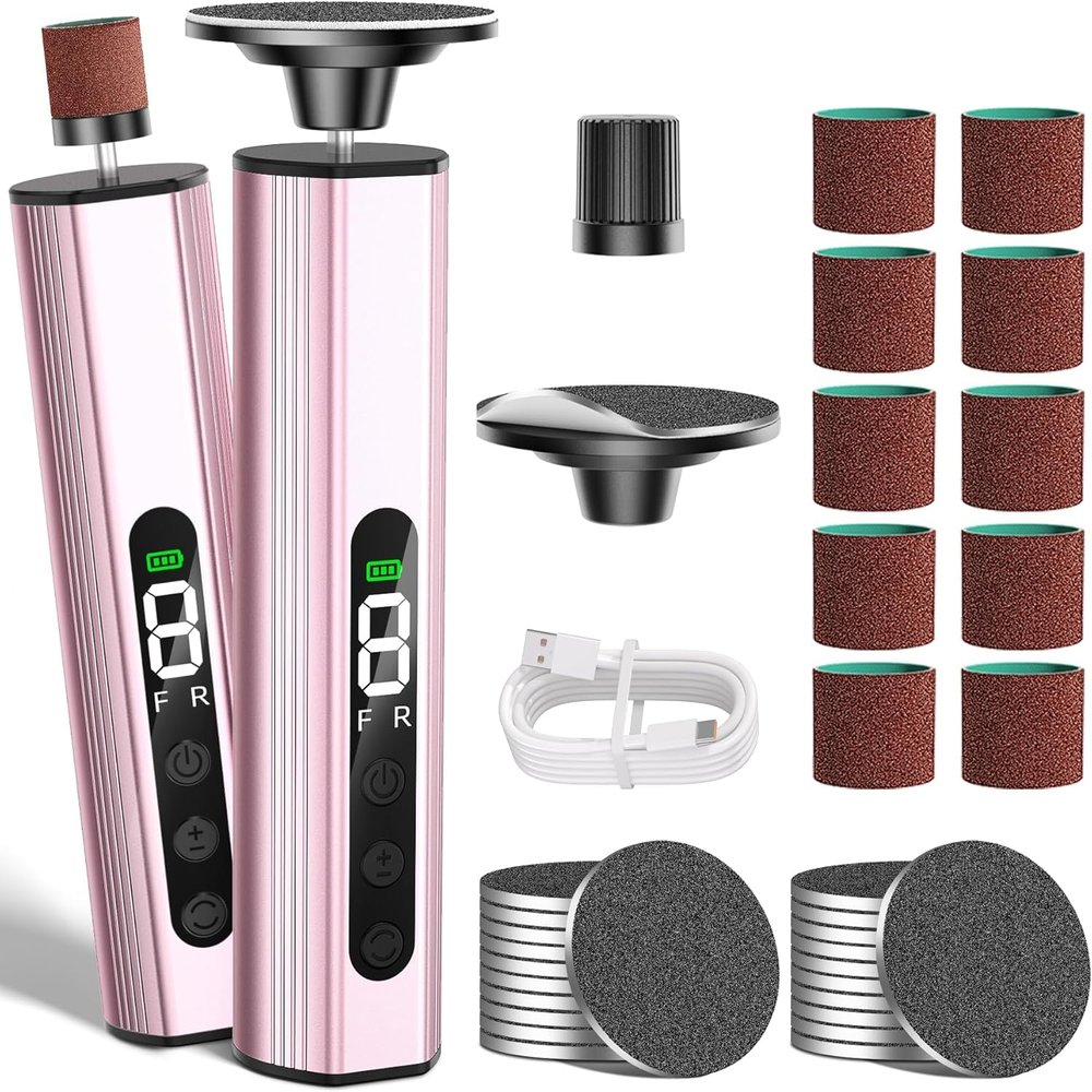 2 in 1 Electric Callus Remover for Professional Manicure and Pedicure - 9 Adjustable Rechargeable Callus Removal Foot with Digital Display for Cracked Heels, Callus Removal, Pink