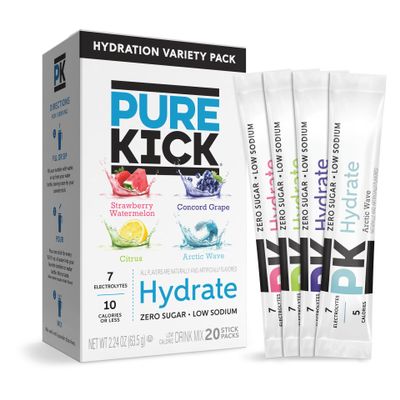 Pure Kick Hydration Powdered Drink Mix, Variety Pack, 20 Packets