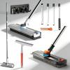 2026 Upgraded 3-in-1 Heavy Duty Floor Scrub Brush, Floor Scrub Brush with Long Handle, 3 in 1 Adjustable Scrub Brush Bathtub with Squeegee for Cleaning Bathroom/Patio (2PCS-Both) view 1