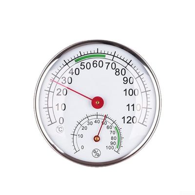 DystopiaWorld Sauna Thermometer Hygrometer Unit with 125mm x 125mm Metal Faceplate for Reliable Heat and Moisture Monitoring in Sauna Spaces