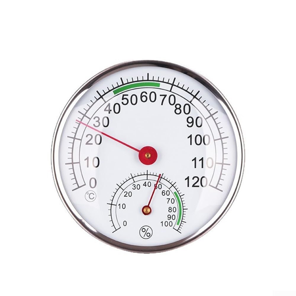 DystopiaWorld Sauna Thermometer Hygrometer Unit with 125mm x 125mm Metal Faceplate for Reliable Heat and Moisture Monitoring in Sauna Spaces