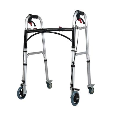 DFGHNBVC Adjustable Height Bariatric Heavy-Duty Folding Walker With Locking Swivel Wheels For Seniors Portable Mobility Aid For Elderly Adults