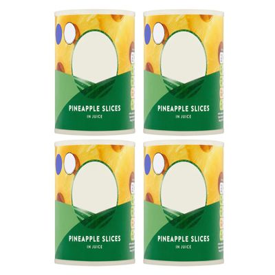 Pineapple Slices in Juice, 425g, Vegan Friendly, Pack of 4