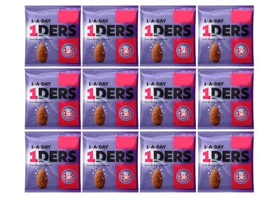 1-A-DAY 1DERS Feel Strong Almonds, Nutritious Snack, 1 of Your 5-A-Day, 25g,Pack Of 12