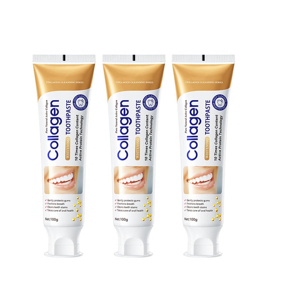 Collagens White Toothpaste, Nature Gentle Oral Care Toothpaste, Refreshing Breath, Removes Tooth Stains, Repairs Enamel, Natural Care for Sensitive Teeth (3)