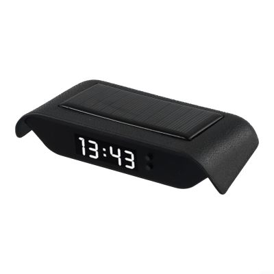 Solar Powered Car Dashboard Clock Digital Thermometer, Stick-On 24H Display With Night Light Auto Brightness, For Vehicle Interior