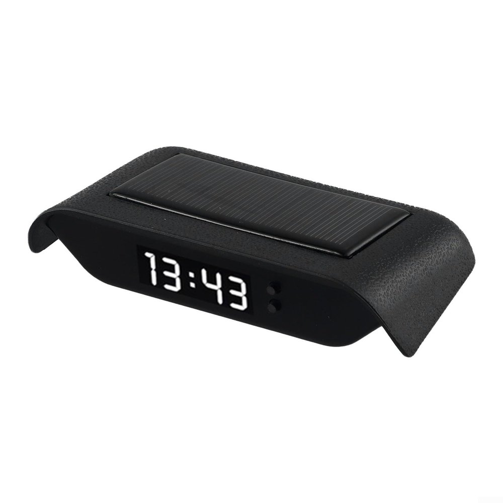 Solar Powered Car Dashboard Clock Digital Thermometer, Stick-On 24H Display With Night Light Auto Brightness, For Vehicle Interior