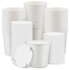 ARQRHTLY 100 PCS 130 oz Disposable Paper Popcorn Buckets with Paper Lids, Large White Blank Popcorn Buckets Food Snack Containers for Parties, Movie Night, Carnival, DIY Crafts, Snacks and Treats