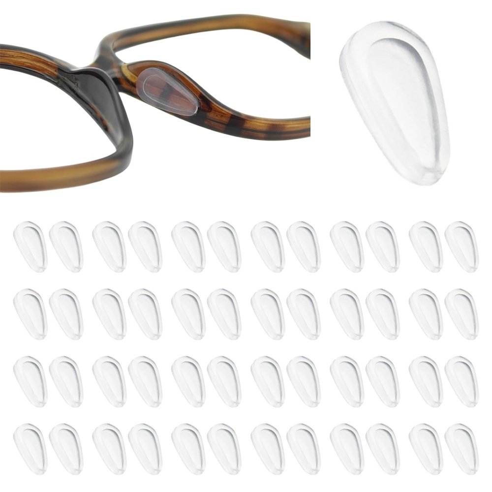 24 Pairs Glasses Nose Pads Silicone,15mm/0.6in Non-Slip Spectacle Nose Pads for Glasses Stick On,Teardrop-Shaped Air Chamber Replacement Nose Cushions for Glasses