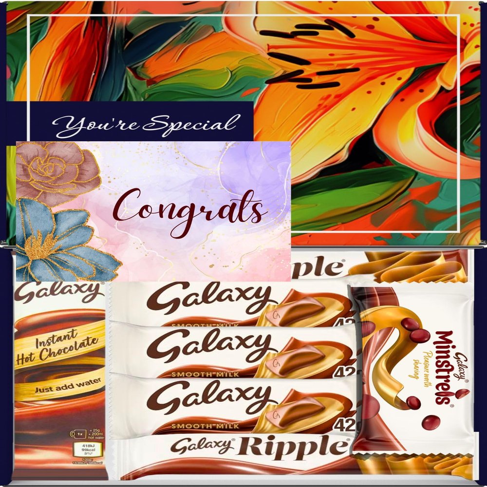 Benerry Chocolate Gift Box Hamper - 7 Treats Congratulations Gift - Smooth Sweet Box of Chocolates