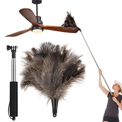 19-49Inch Feather Cleaning Tool,Extendable & Bendable Ostrich Feather Duster with Handle Reusable Feathers Cleaning Supplies for Ceiling Fan, Blinds, Car