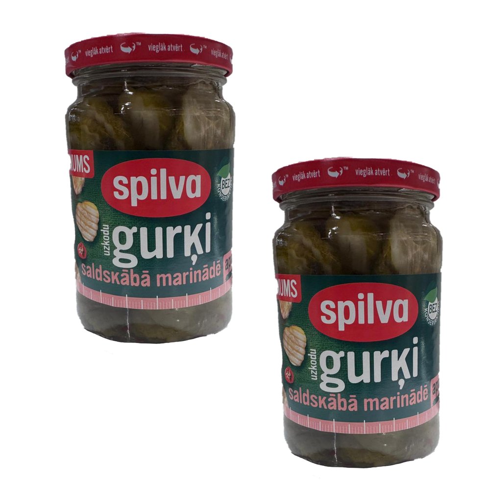 Spilva Sliced Cucumbers 460G Sweet And Tangy Marinated Pickles No Preservatives Product Of Latvia Pack Of 2