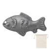 Kronabelle 2 Pcs Fish-Shaped Iron Supplement, Iron Fish Cooking Tool, Natural, Cast Iron, 5.9 X 3.9 In, Includes Cotton Bag For Iron Deficiency, Gray