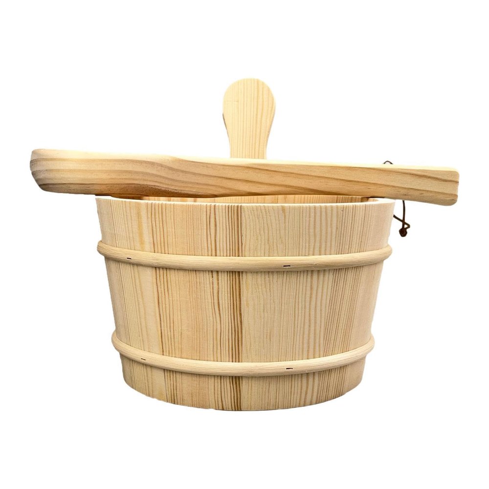 budiniao Versatile 5L Sauna Bucket and Ladle Wooden Bath Spa Accessory Suitable for Multiple Uses Indoor and Outdoor Settings 5L Sauna Bucket and Ladle Wood Set
