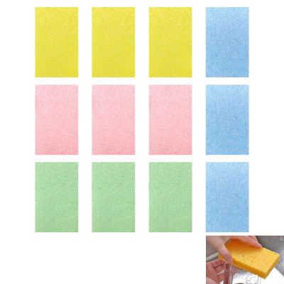 12 Pack Pop Up Sponges, Compostable Sponges, Biodegradable Non-Scratch Reusable Dish Sponge, High Absorbency Cleaning Pads for Kitchen, Pots, Pans, Sinks - Soft, Durable(Pink, Green, Blue, Yellow)