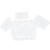 2026 New Arrivals Sexy Women's Lingerie Lingerie Women's Off Shoulder Eyelashes Umbilical Cord Short Sleeve Lace Bra, White, M view 2
