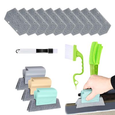 Window Cleaning Brush, 16X/Set Sliding Door Track Cleaner, Creative Cleaner Brushes Tools, Multifunction Corner Crevice Cleaning Brushes for Sliding Door, Sill, Tile Lines, Shutter