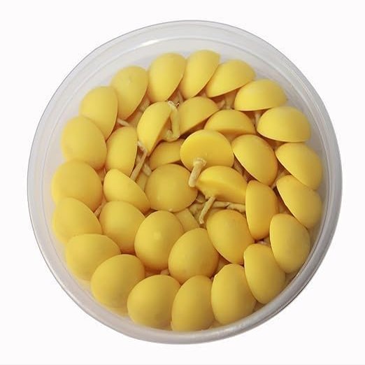 CNAINC Small Cow Ghee Diya for Puja, Wax Free & Vegan Ghee Batti/Wicks/Jyot for Puja Aarti, Daily & Ready to Use (Pack of 1, Yellow, 100 Pcs) Pack of 2