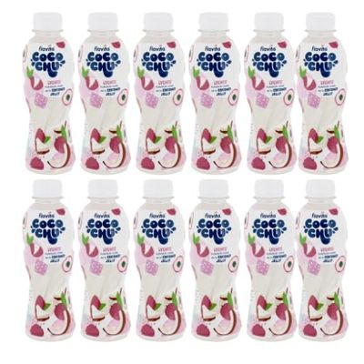 Flavita CocoChu Lychee Coconut Jelly Drink 250ml Tropical Lychee Drink with Coconut Jelly Pieces Ready to Drink (Pack of 12)